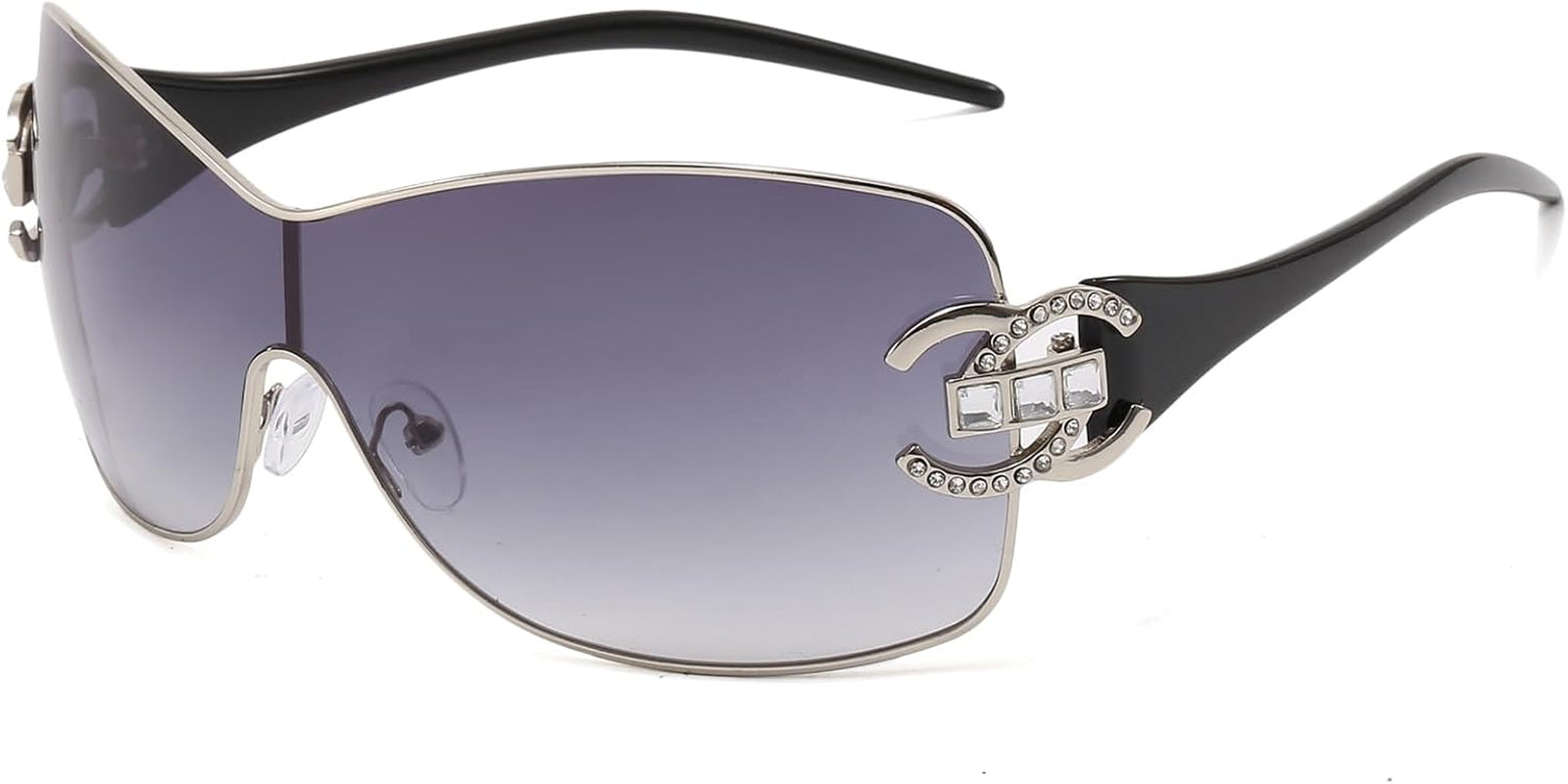 Wrap around Y2K Sunglasses for Women Men Fashion Large Frame One-Piece Shades Trendy Shield Design Gradient Lens