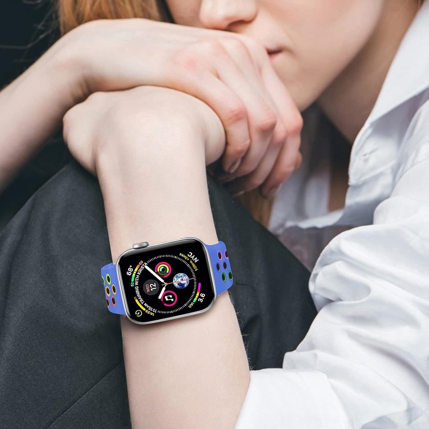 Rainbow Sport Silicone Bands Compatible with Apple Watch Band 45Mm 44Mm 42Mm 41Mm 40Mm 38Mm 49Mm for Women Men Soft Breathable Strap Replacement Wristbands for Iwatch SE Series 9 8 7 6 5 4 3 2 1