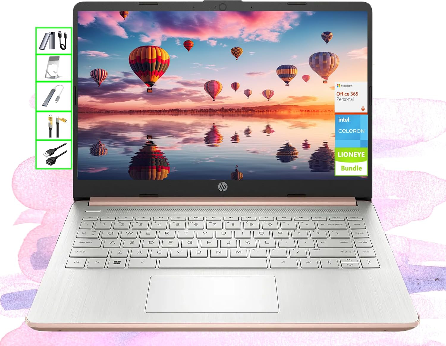 Ai-Powered Laptop with Microsoft Office and 1TB Cloud Storage Included for 1-Year| 14" HD Computer| 16GB RAM| 128GB SSD & 128GB Card & 128GB Portable SSD| Intel 4-Core CPU| Webcam| Win11| LE Bundle