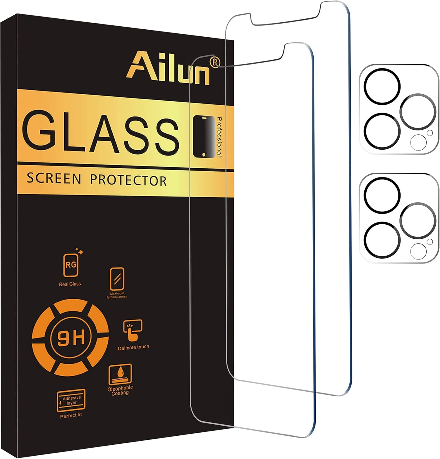3 Pack Screen Protector for Iphone 16 [6.1 Inch] + 3 Pack Camera Lens Protector with Installation Frame,Case Friendly Tempered Glass Film,[9H Hardness] - HD [6 Pack]