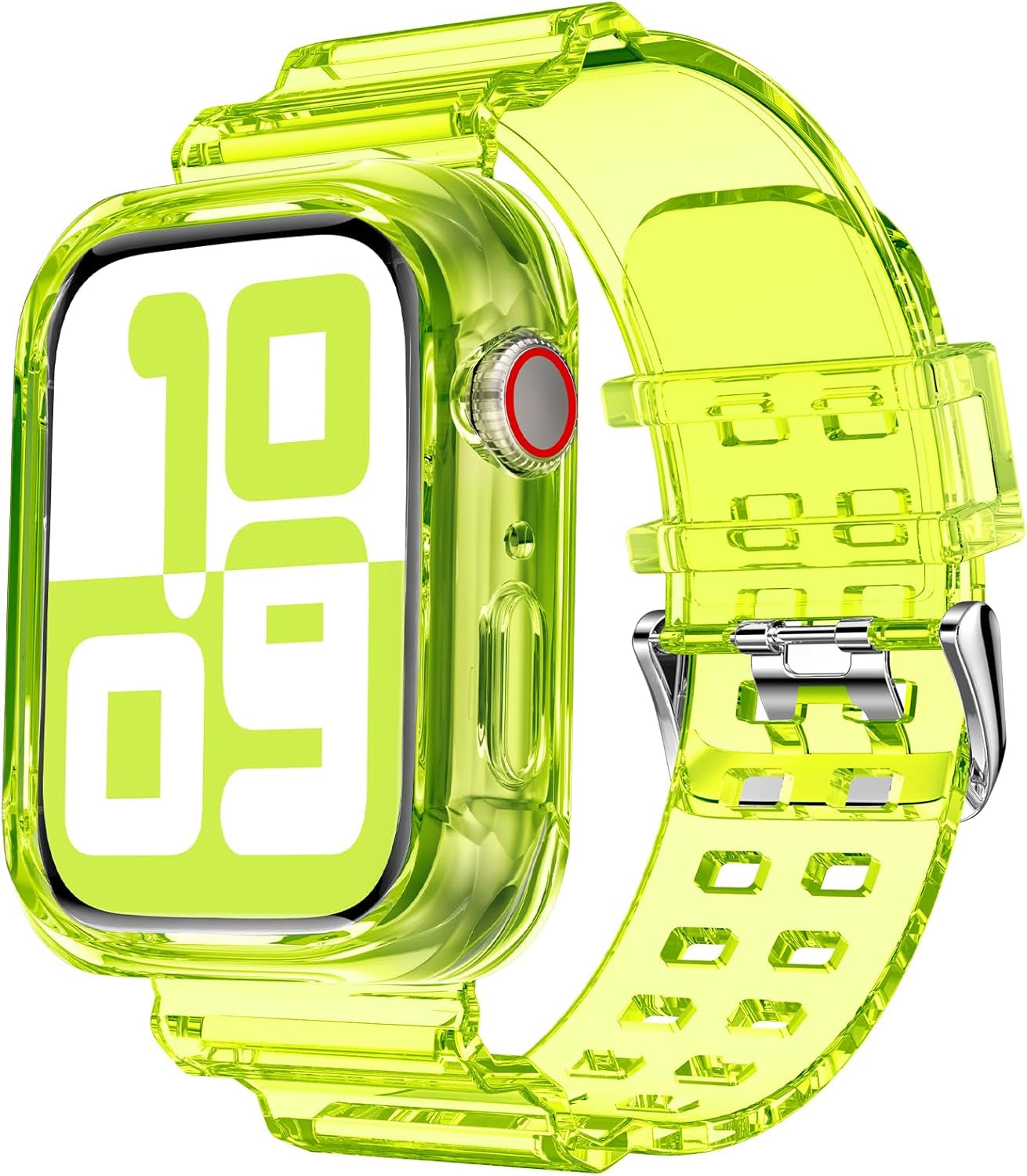 Compatible for Clear Apple Watch Band with Bumper Case, Women Men Glitter Bling TPU Sport Strap for Iwatch SE Ultra Series 10 9 8 7 6 5 4 3 2 1