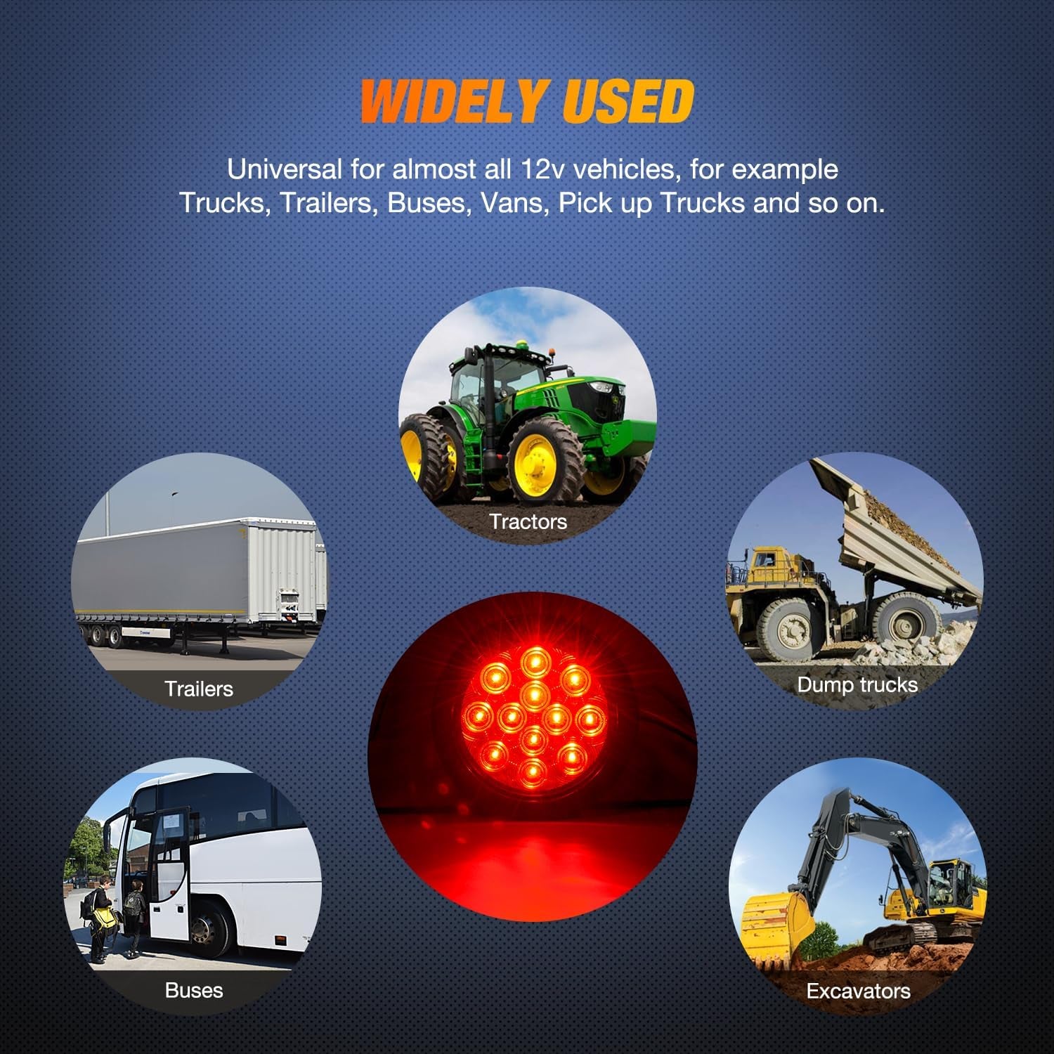 - TL-18 2PCS 4" round Red LED Trailer Tail Lights W/Surface Mount Grommet Plugs IP67 Stop Brake Turn Tail Lights for Truck Trailer RV Jeep