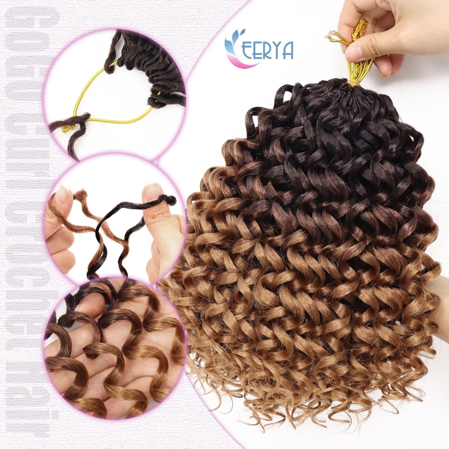 7 Packs Gogo Curl Crochet Hair 10 Inch Short Curly Crochet Hair for Women Water Wave Beach Curl Deep Twist Crochet Braids Synthetic Braiding Hair Extensions(10 Inch, OT4/30)