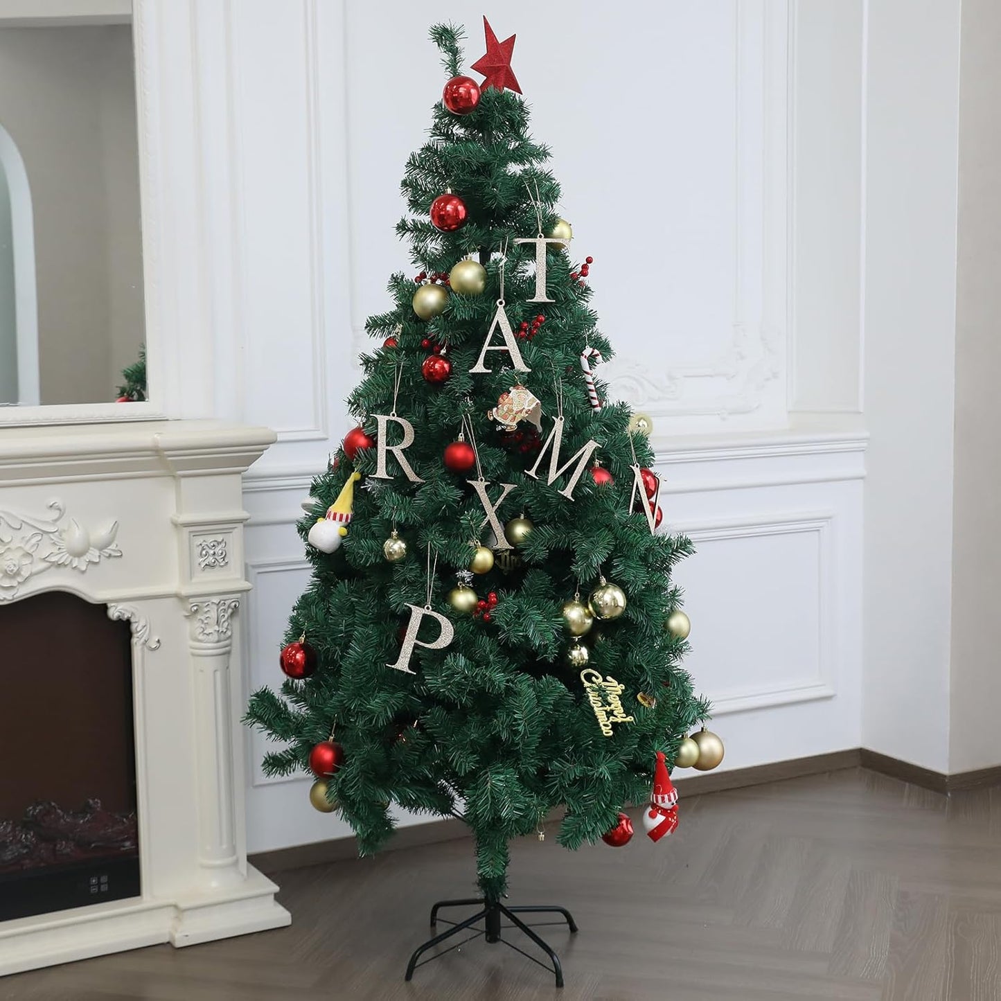 Gold Monogram Christmas Ornament,Personalized Initial Xmas Tree Ornament,Xmas Stocking Tag(Letter A)