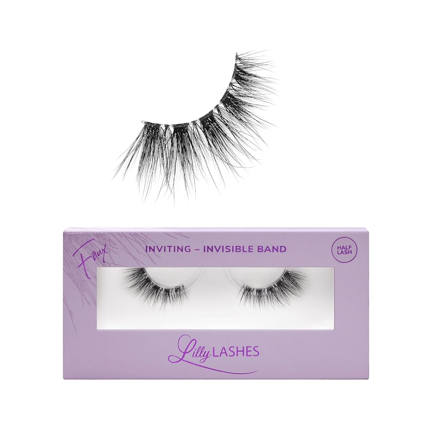 Sheer Band, False Eyelashes W/Invisible Band Lashes, False Lashes Natural Look, Wispy Lashes Style, Clear Band Lashes, Reusable Eyelashes 20X, Lash Glue Not Included, 13.5Mm (Persuasive)
