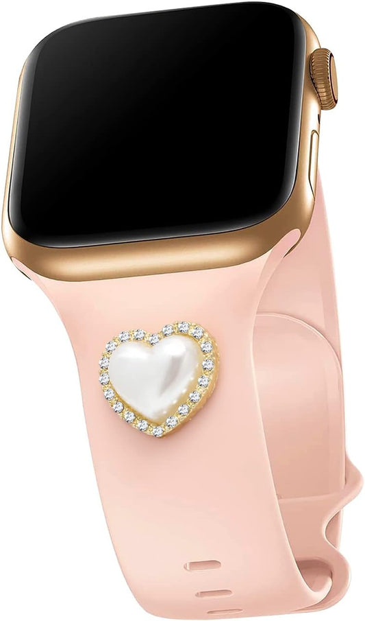 Designer Silicone Watch Band Compatible with Apple Watch 41Mm 40Mm 38Mm 45Mm 44Mm 42Mm 49Mm, Cute Women Iwatch Bracelet Charm Strap, Fancy Wristband for Series Ultra 8 7 6 5 4 3 2 1 SE