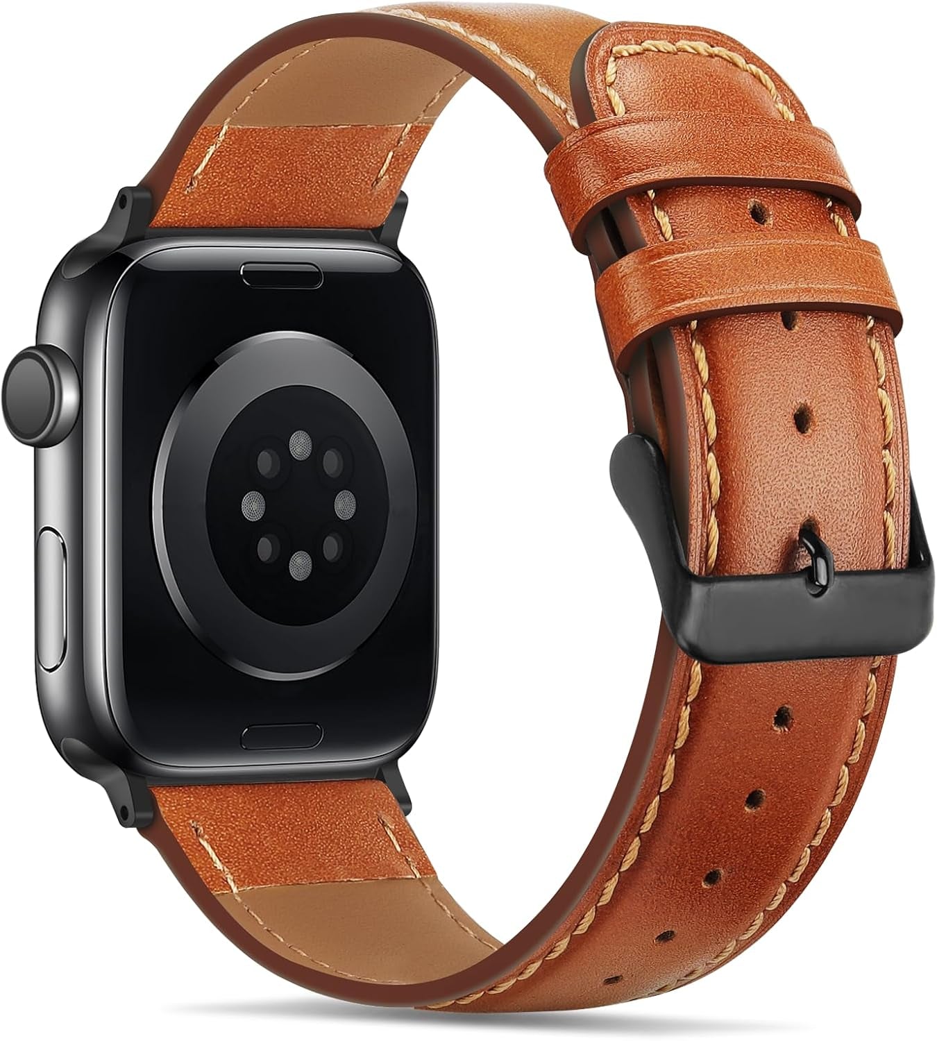 Bands Compatible with Apple Watch Band 49Mm 45Mm 44Mm 42Mm Men Genuine Leather Replacement Bands Compatible with Apple Watch Ultra 2 Ultra SE 2 SE Series 9 8 7 6 5 4 3 2 1, Classic Brown
