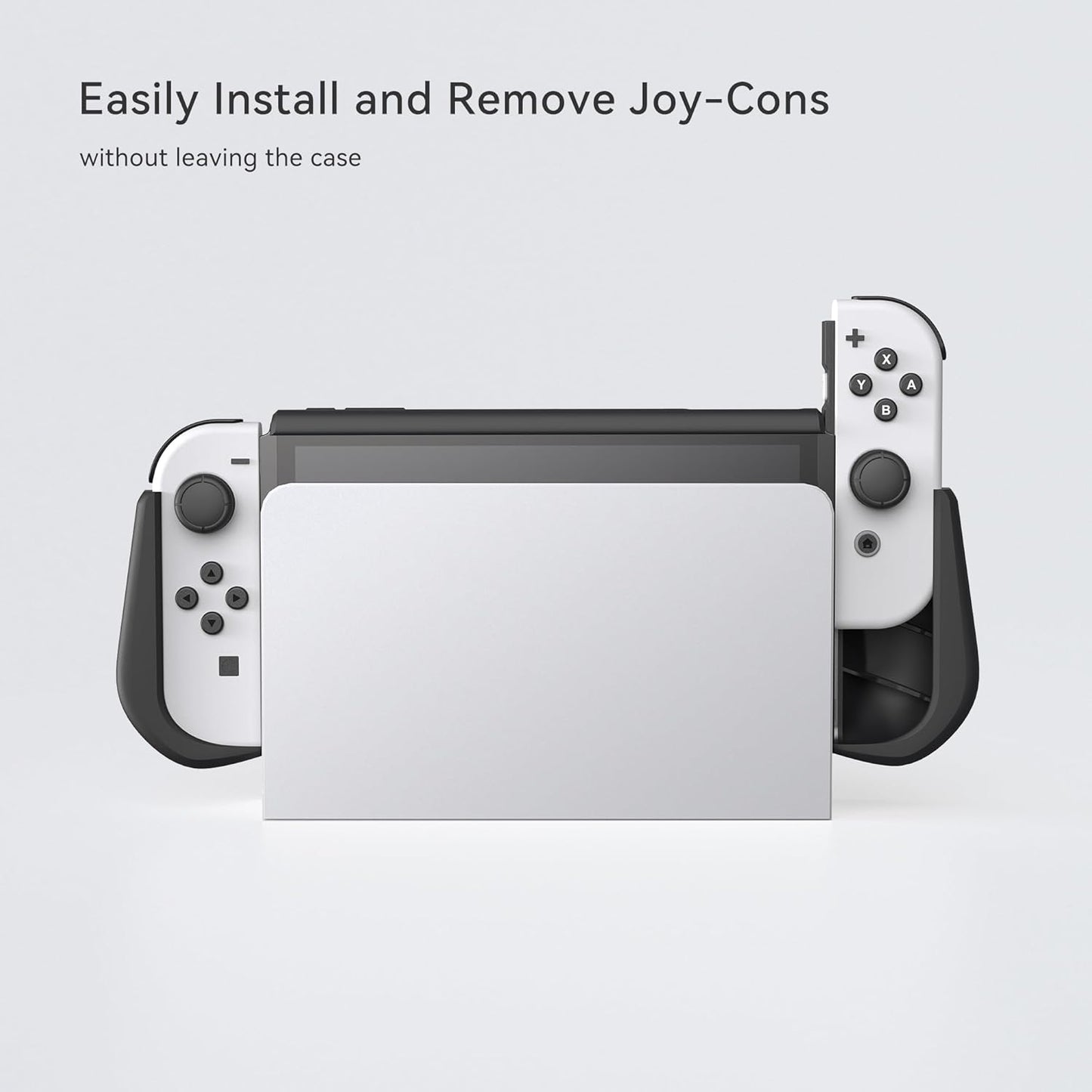 Switch OLED Case with Flip Design Game Storage,  Dockable Protective Case for Nintendo Switch OLED 2021, TPU Grip Portable Cover for 7 Inch and Joy-Con Controller, Black
