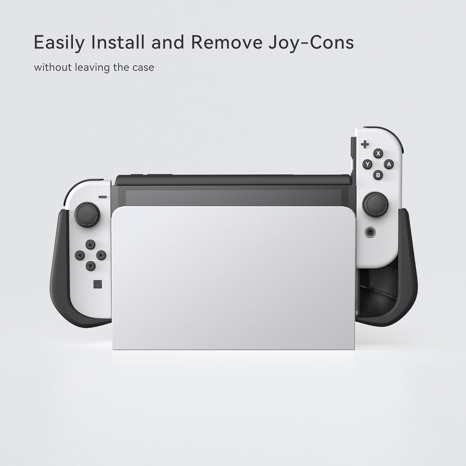 Switch OLED Case with Flip Design Game Storage,  Dockable Protective Case for Nintendo Switch OLED 2021, TPU Grip Portable Cover for 7 Inch and Joy-Con Controller, Black
