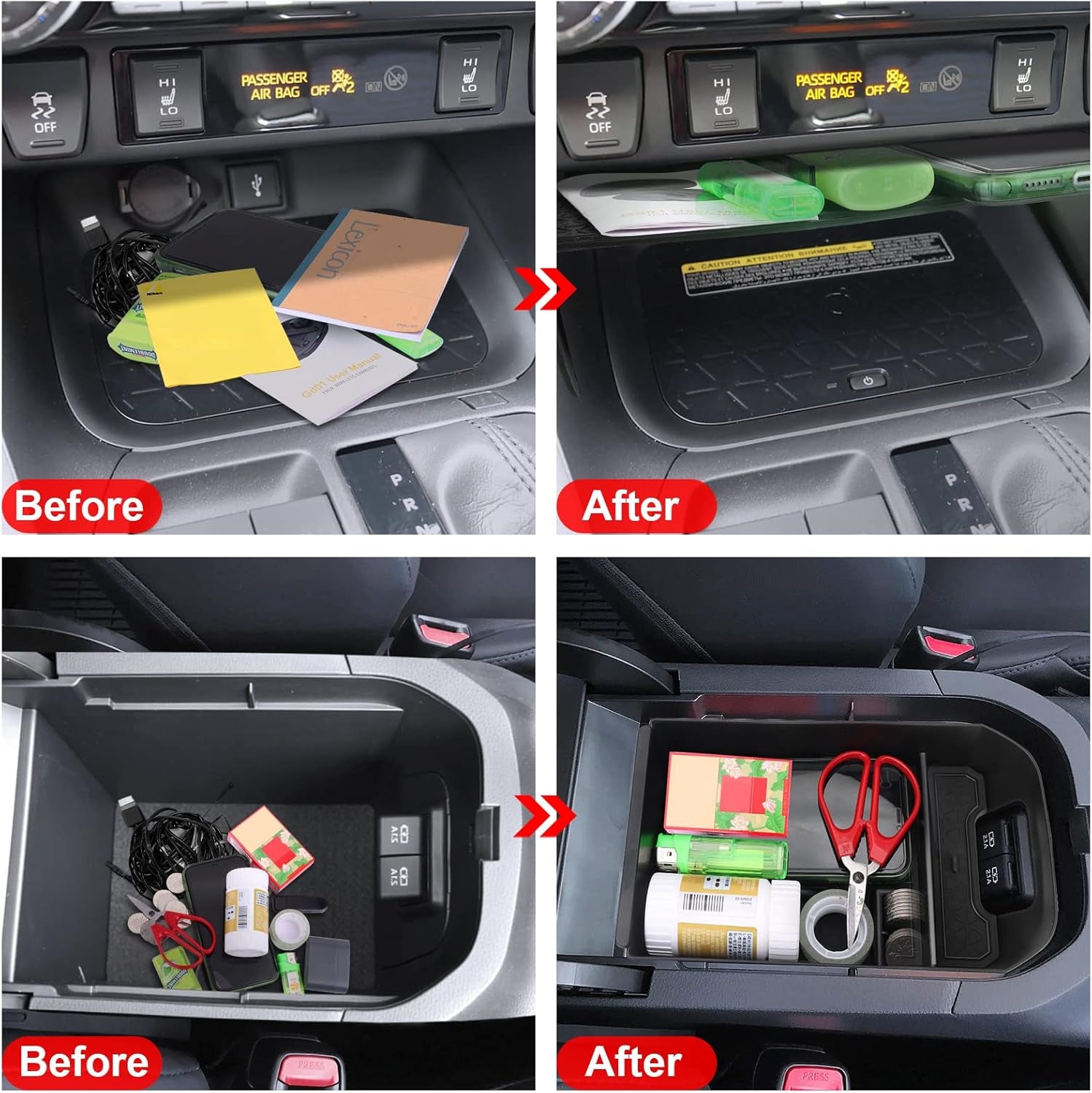 Upgraded Center Console Organizer Compatible with Toyota RAV4 2025 2024 2023 2022 2021 2020 2019 Interior Accessories, Gear Shift Storage Tray Secondary Box Insert Divider - 2Pcs