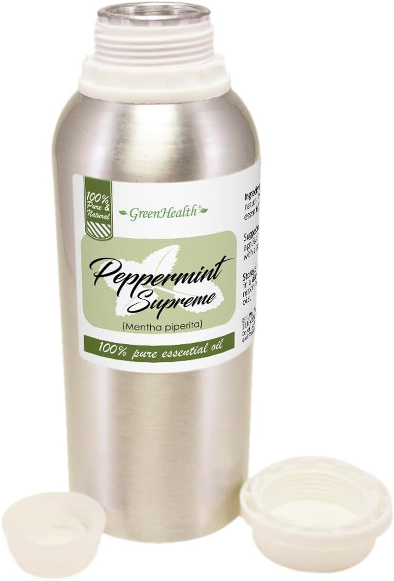 Peppermint Essential Oil (Mentha Piperita) – 8 Fl Oz (237 Ml) Aluminum Bottle W/Plug Cap – 100% Pure Essential Oil – TLBH
