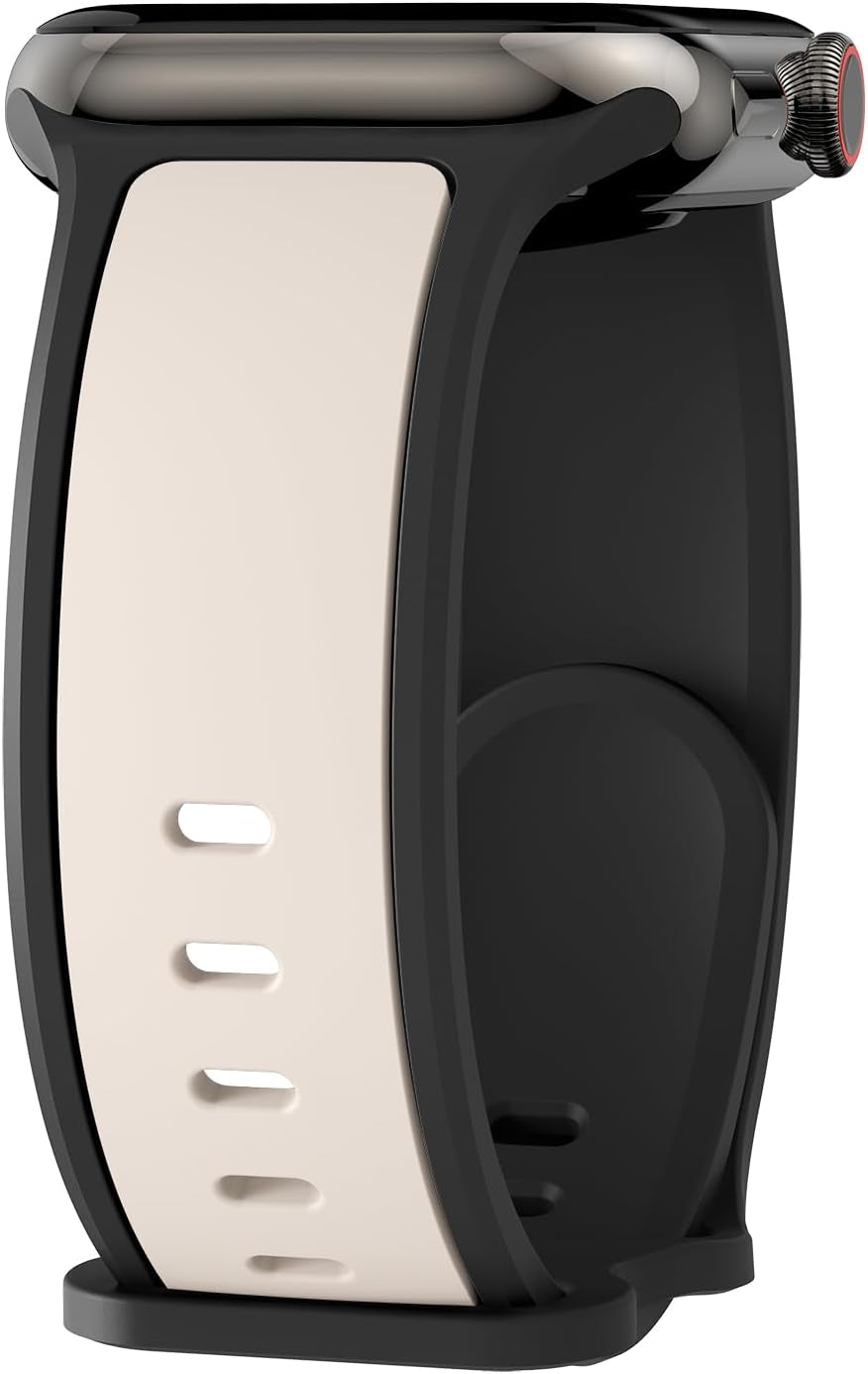 Two-Toned Dual Color Bands Compatible with Apple Watch 38Mm 40Mm 41Mm 42Mm 44Mm 45Mm 49Mm, Replacement Soft Silicone Sport Strap for Iwatch Series 9/8/7/6/5/4/3/2/1 Ultra/Ultra 2 SE Women Men