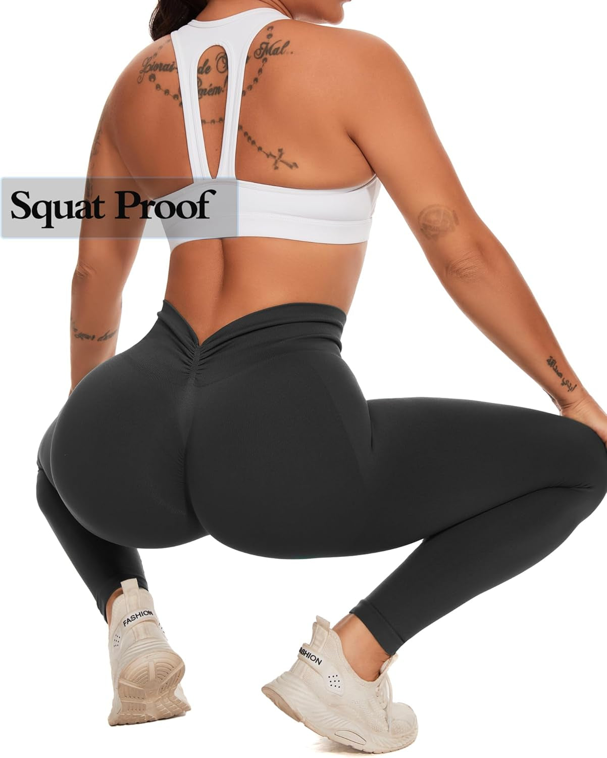 V Back Scrunch Butt Leggings for Women Butt Lifting Workout Leggings High Waisted Yoga Pants Booty Gym Tights