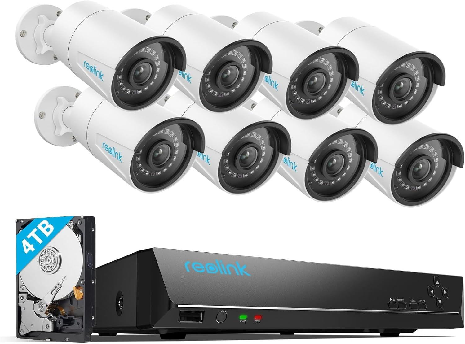 16CH 5MP Home Security Camera System, 8Pcs Wired Outdoor Poe IP Cameras with Person/Vehicle/Pet Detection, 8MP 16CH NVR with 4TB HDD for 24-7 Recording, RLK16-410B8-5MP TRUCK DRIVER