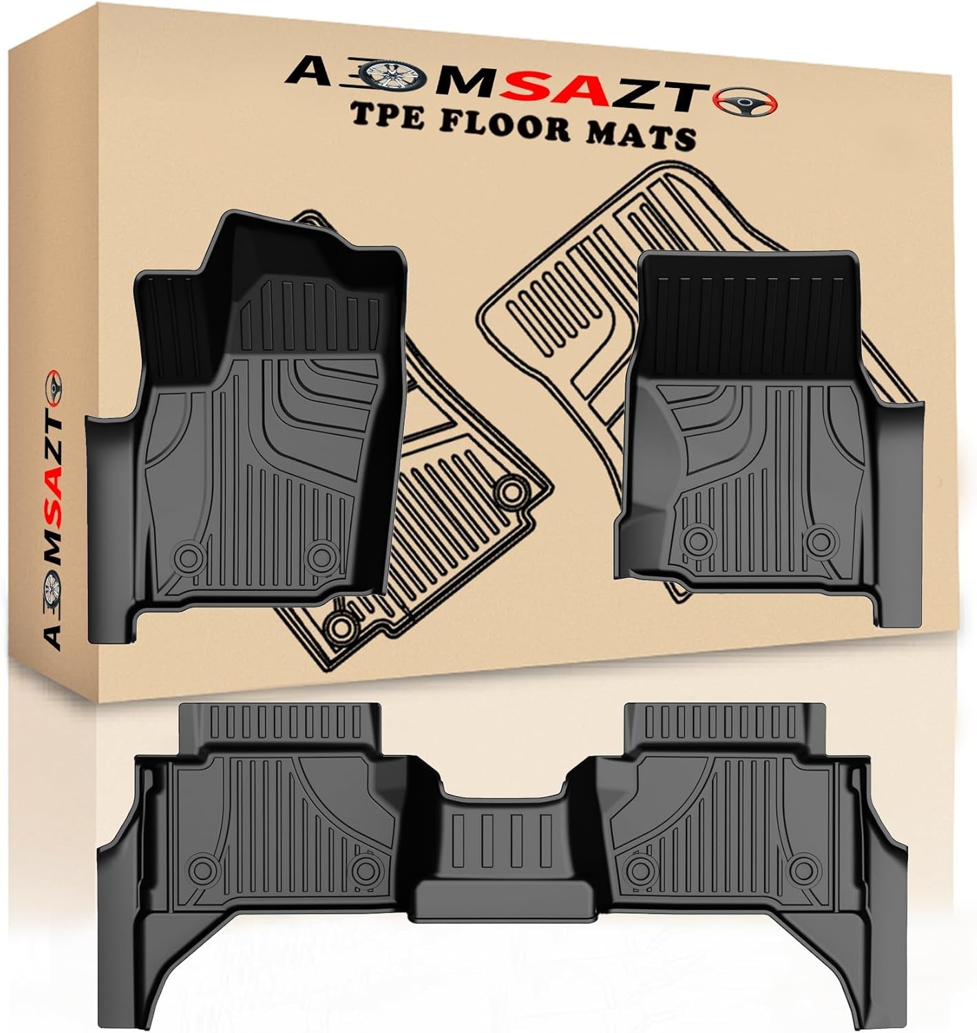 2025 Q7 Floor Mats: All Weather Floor Mats Custom Fit for 2017-2025 Audi Q7/Q8 1St and 2Nd Row All Weather TPE Floor Liner