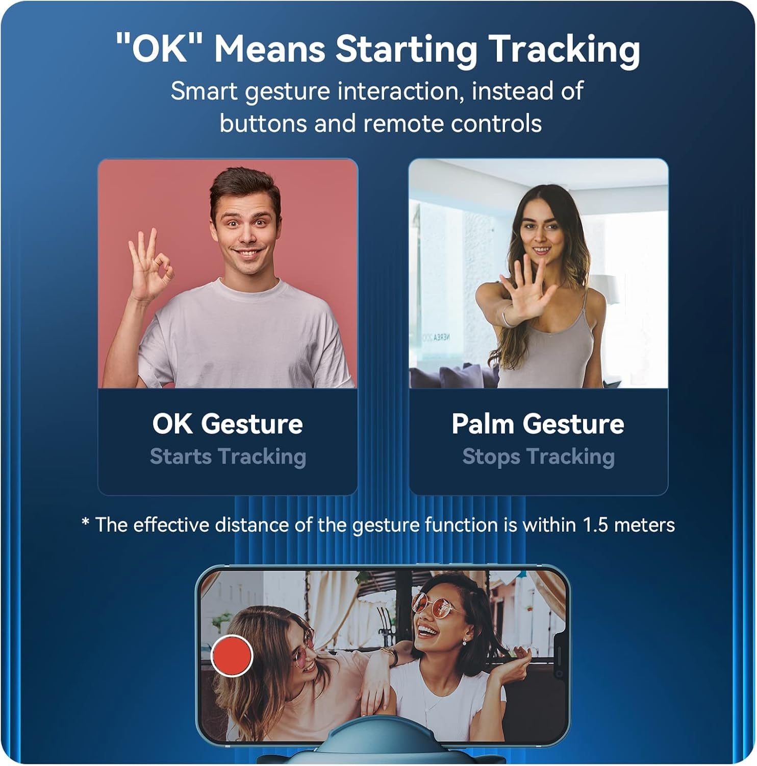 Auto Tracking Phone Holder,  Auto Face Tracking Tripod, 360° Rotation Phone Camera Mount, Ai-Powered Face Tracking, Bluetooth Shutter Control, No APP for Live Streaming Video and Video Recording