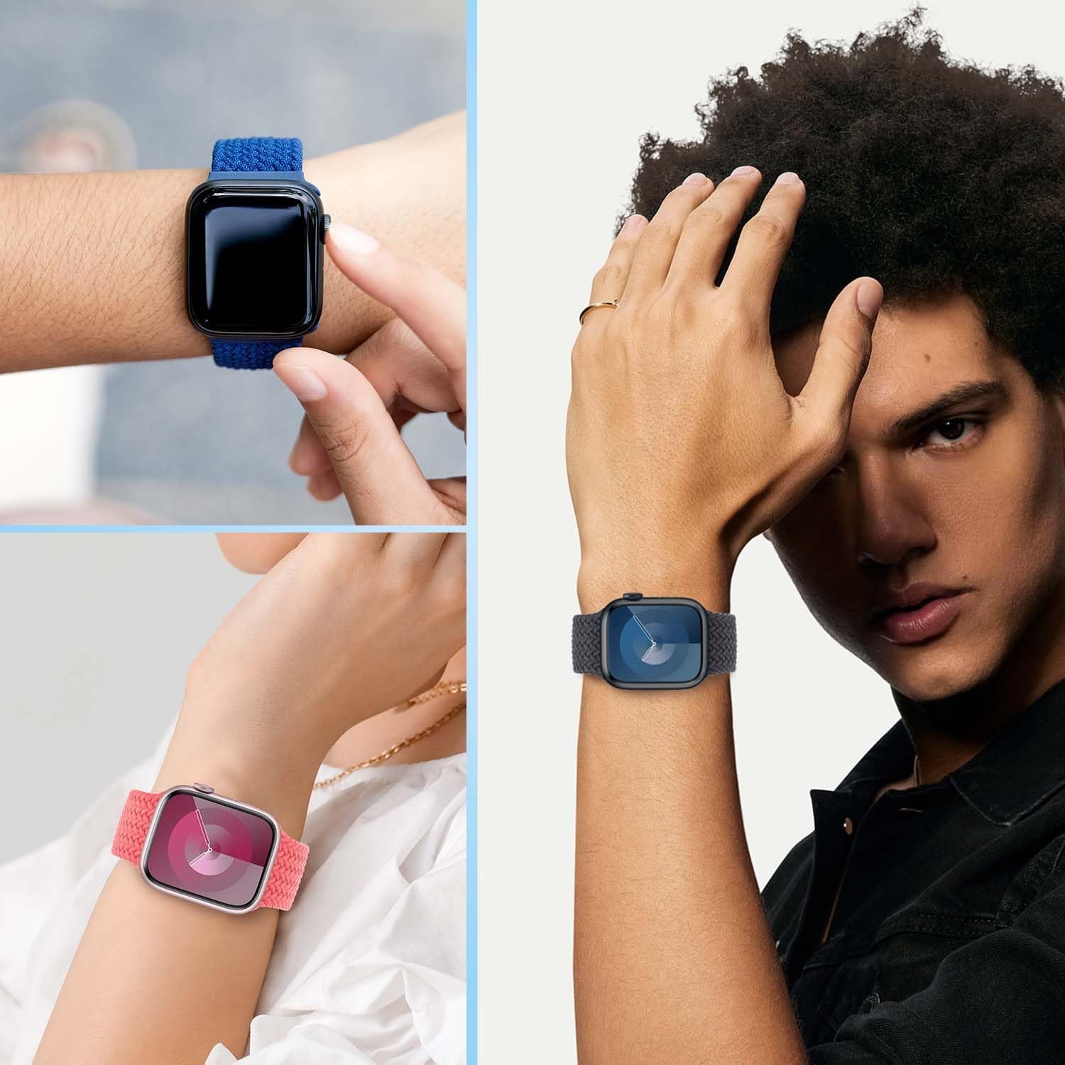 Stretchy Solo Loop Adjustable Bands: Solo Loop Band Compatible with Apple Watch Band 38Mm 40Mm 41Mm 42Mm 44Mm 45Mm 49Mm, Women Men Elastic Braided Nylon Straps Ultra Iwatch Series SE 8 7 6 5 4 3 2 1