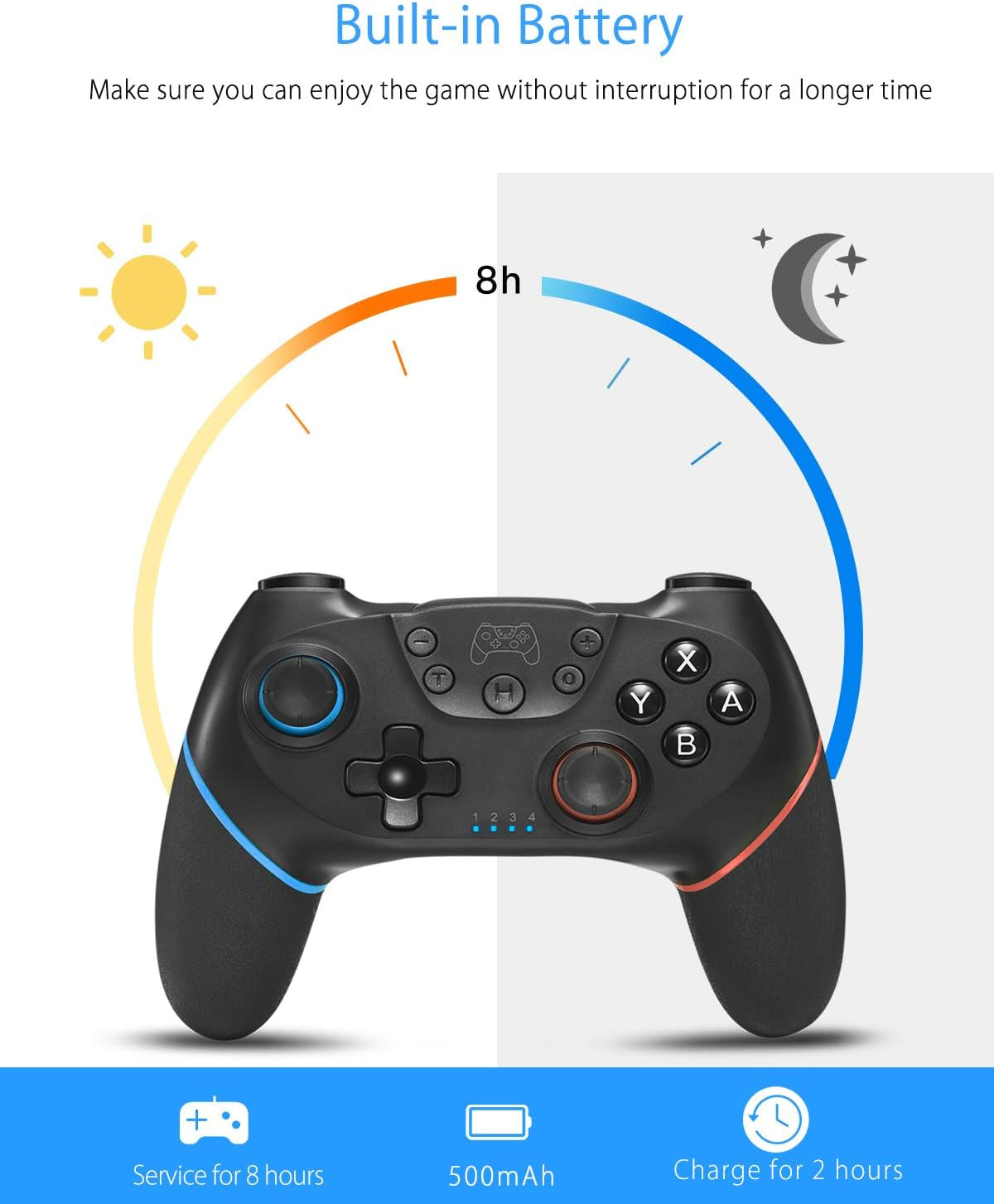 Switch Controller, Wireless Pro Controller for Switch/Switch Lite/Switch OLED, Switch Remote Gamepad with Joystick, Adjustable Turbo Vibration, Ergonomic Non-Slip