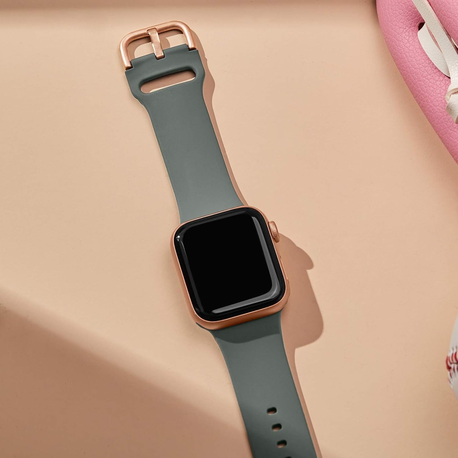 Sport Band Compatible with Apple Watch Bands 49Mm 46Mm 45Mm 44Mm 42Mm 41Mm 40Mm 38Mm, Soft Silicone Wristband Strap with Classic Clasp for Iwatch Series 10 9 Ultra SE 8 7 6 5 4 3 2 1 for Women Men