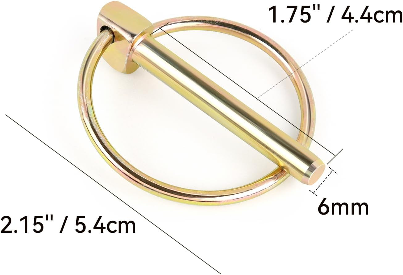 4 PCS Lynch Pin Heavy Duty Lynch Pin with Ring for Trucks, Tractors, Trolleys, Lawn Mowers, & Trailers (1/4 Inch / 6 Mm X 1-3/4 Inch / 45 Mm)