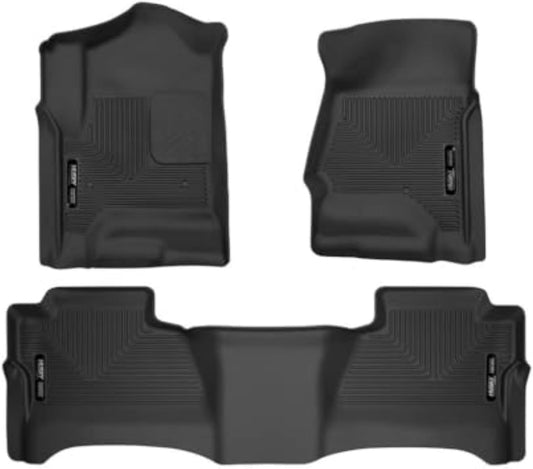 Weatherbeater Floor Mats | Fits 2014 - 2018 Chevrolet Silverado & GMC Sierra 1500 Crew Cab; 15-19 Silverado/Sierra 2500/3500 Crew Cab (Footwell Cvg) | Front & 2Nd Row, 3-Pc Black - 98231