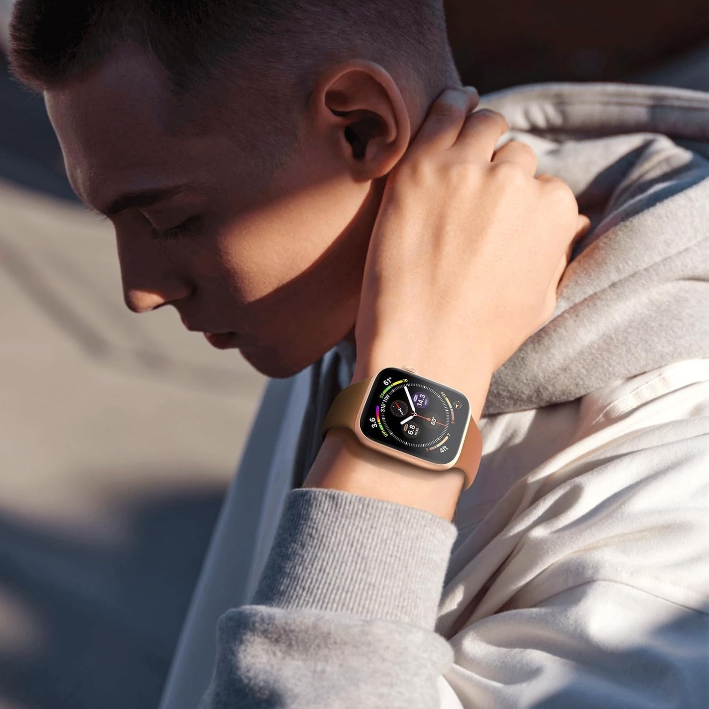 Sport Silicone Band Compatible with Apple Watch Bands 40Mm 38Mm 41Mm 44Mm 45Mm 49Mm 42Mm Women Men Kid, Soft Strap Waterproof Replacement for Iwatch Series 9 Ultra 8 7 SE 6 5 4 3 2 1 Brown
