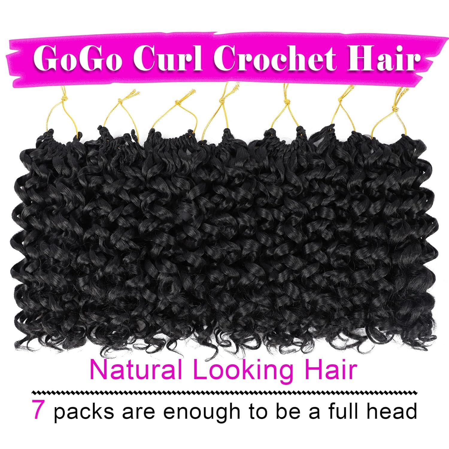 7 Packs Gogo Curl Crochet Hair 10 Inch Short Curly Crochet Hair for Women Water Wave Beach Curl Deep Twist Crochet Braids Synthetic Braiding Hair Extensions(10 Inch, 1B)