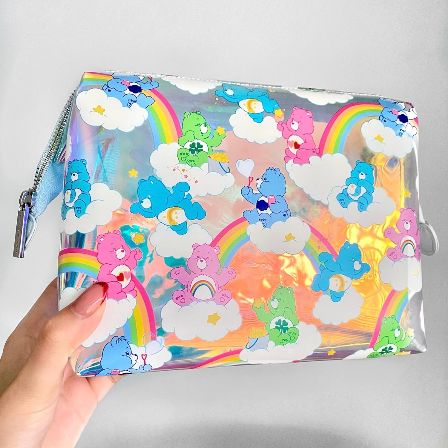 Wash Bag - Disney Care Bears Toiletry Bag, Clear Makeup Bag, Ideal for Cosmetics, Travel Accessories, Cute Toiletries Essentials Bag for Women, Girls, and Kids, Pencil Case UK