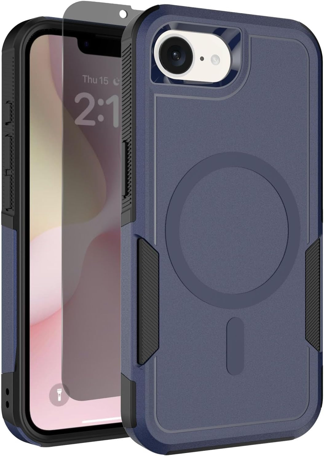 for Iphone 16E Case, Compatible with Magsafe, with Privacy Screen Protector, 15Ft Drop Protection, Dual Layer Magnetic Phone Case for Iphone 16E (2025), Black