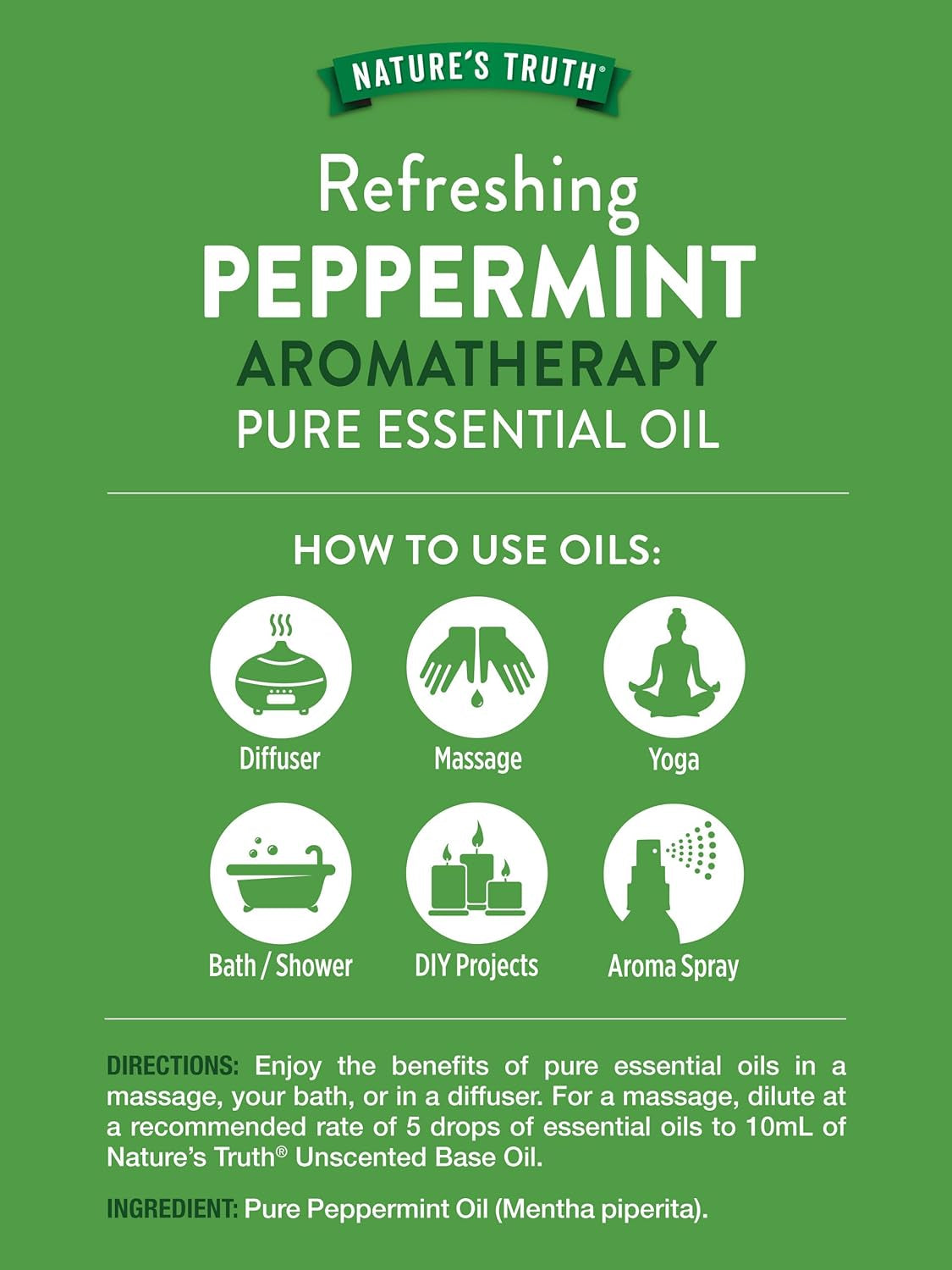 Peppermint Essential Oil | Diffuser, Shower, or Bath | 2 Pack of 2 Fluid Ounces (59 Ml) | Mentha Piperita TLBH