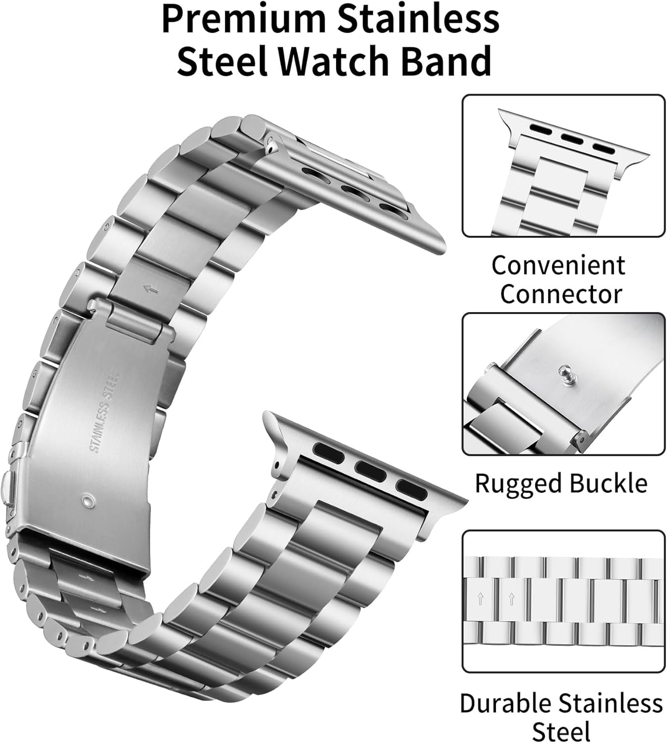 Compatible with Apple Watch Band 49Mm 45Mm 44Mm 42Mm 41Mm 40Mm 38Mm Matte Stainless Steel Metal Watch Strap with TPU Watch Case Compatible with Iwatch Series Ultra/9/8/7/Se2/Se/6/5/4/3/2/1