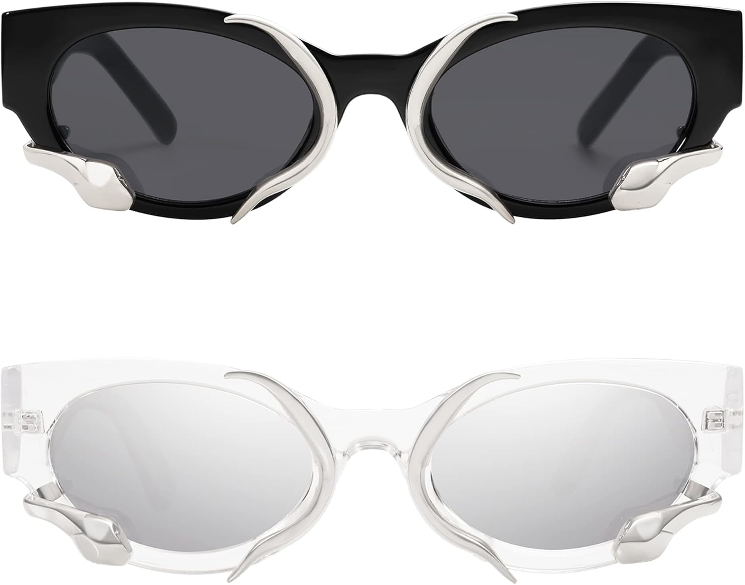 Trendy Sunglasses for Women Men Vintage Narrow Cateye Metal Snake Sunnie Y2K Accessories AP3621
