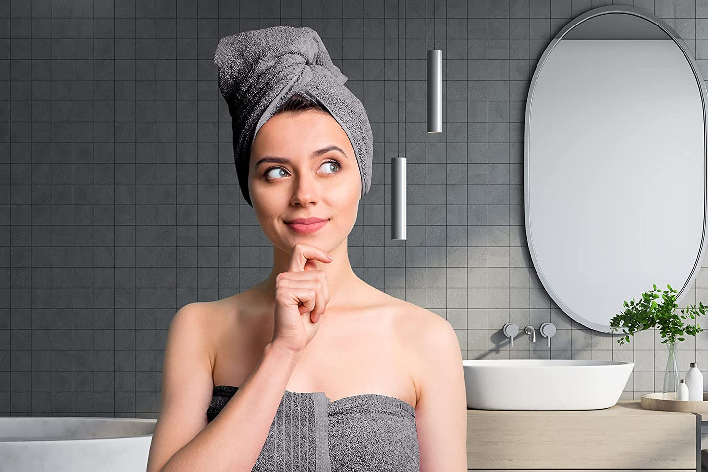 Pack of 4 Extra Large Bath Towels 30 X 60 Inches, 100% Cotton, Larger & Lighter, Quicker to Dry, Lighter Weight, Super Soft and Absorbent, Perfect Bathroom Towels (Dark Grey)