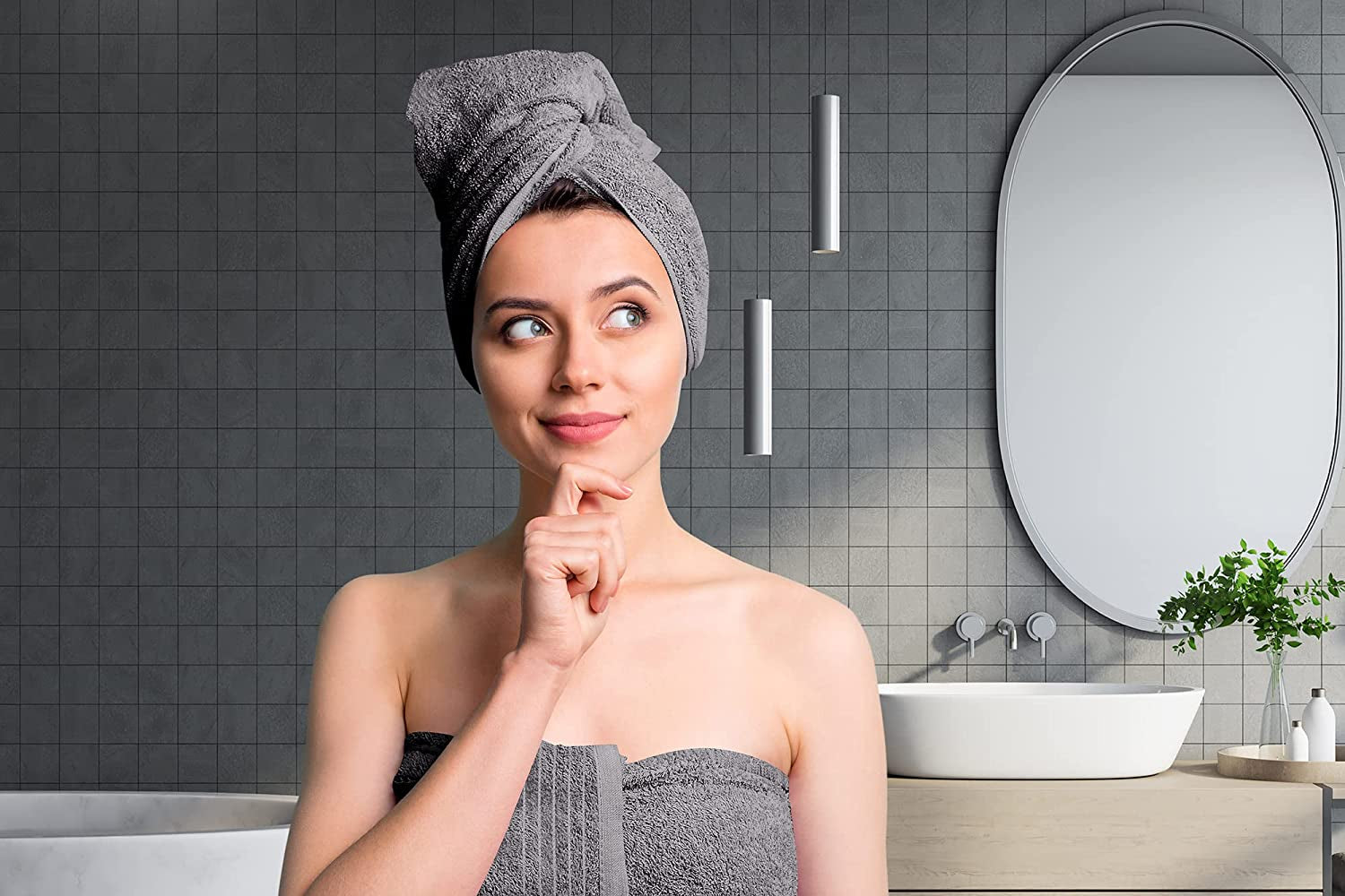 Pack of 4 Extra Large Bath Towels 30 X 60 Inches, 100% Cotton, Larger & Lighter, Quicker to Dry, Lighter Weight, Super Soft and Absorbent, Perfect Bathroom Towels (Dark Grey)