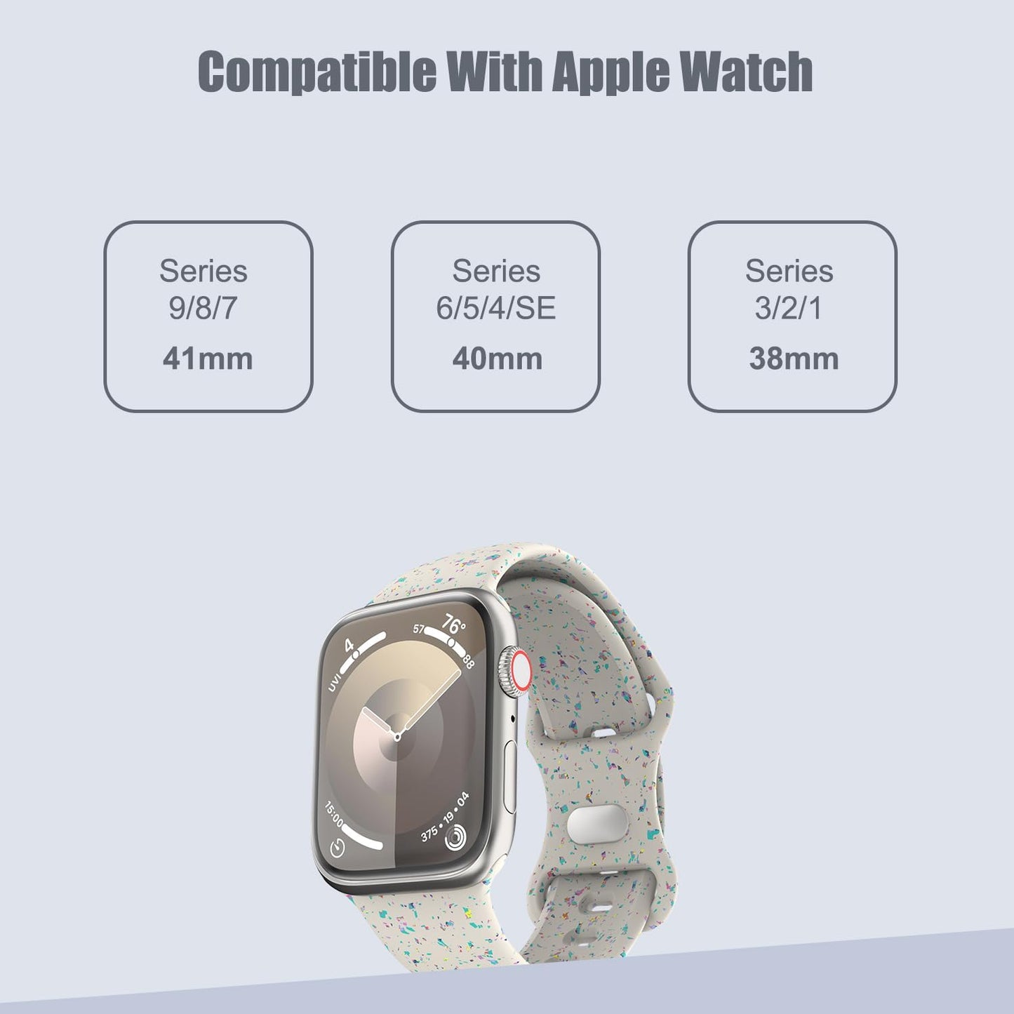 Watch Strap Compatible with Apple Watch Ultra/Ultra2 49Mm/Series 9/8/7/6/5/4/3/2/1/SE 42/44/45Mm, Colorful Flakes Pattern Silicone Band Replacement Sport Wristband, Dark Blue