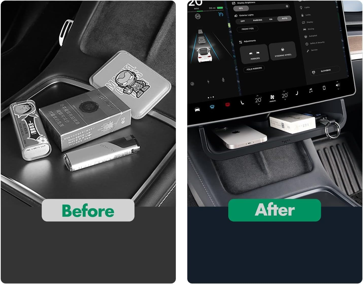 for Tesla Model Y Model 3 Center Console Organizer Tray under Screen Organizer Box for Model Y 3 Accessories 2021 2022 2023 2024