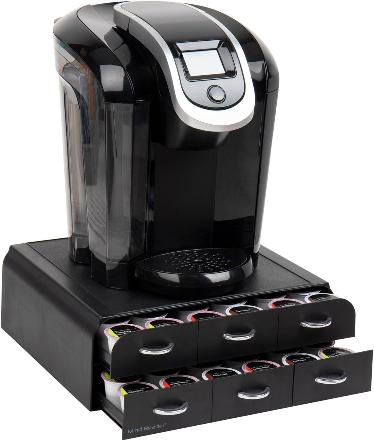 Single Serve Coffee Organizer with 3 Drawers Pod, 36 Capacity, Black