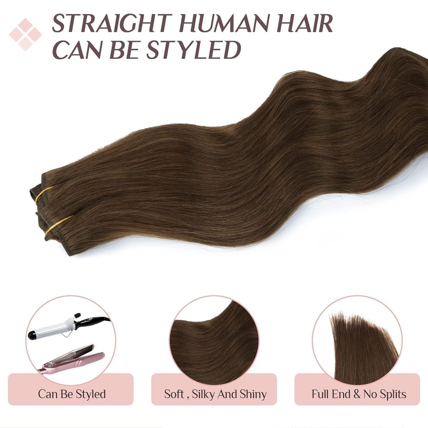 Clip in Hair Extensions Real Human Hair, 7 Pcs Chocolate Brown Hair Extensions 12 Inch 80G, Human Hair Extensions Clip Ins Remy Hair Extensions Natural Straight Hair for Woman