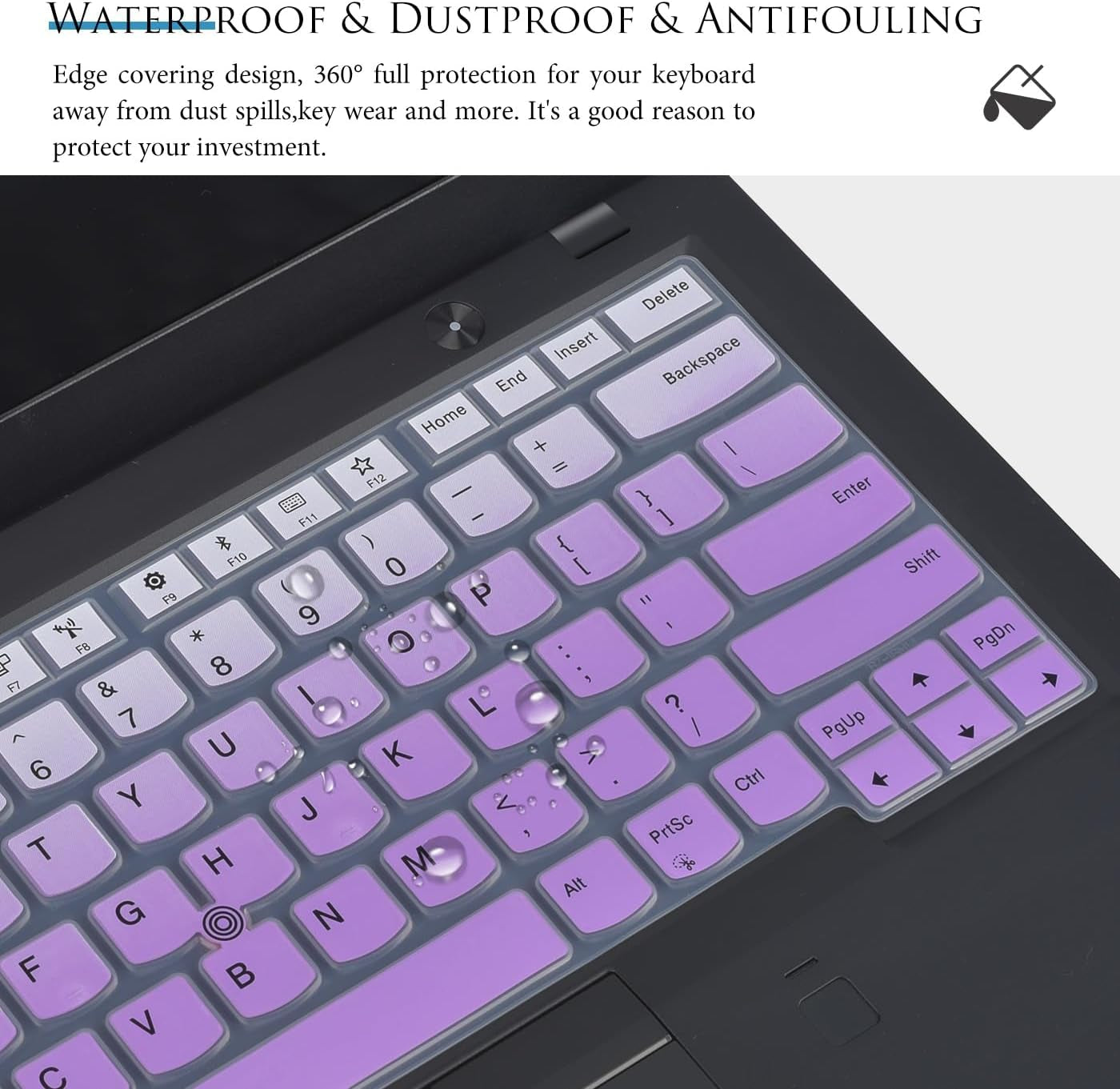 Keyboard Cover for Lenovo Thinkpad X1 Carbon 14" 5Th/6Th/7Th Gen/Thinkpad X1 Yoga 14" 3 4 5/Thinkpad T14 T480(S) A475 L460 L470 T460 T460P T460S T470(S) 14"/New S2 Protective Skin-Gradual Purple