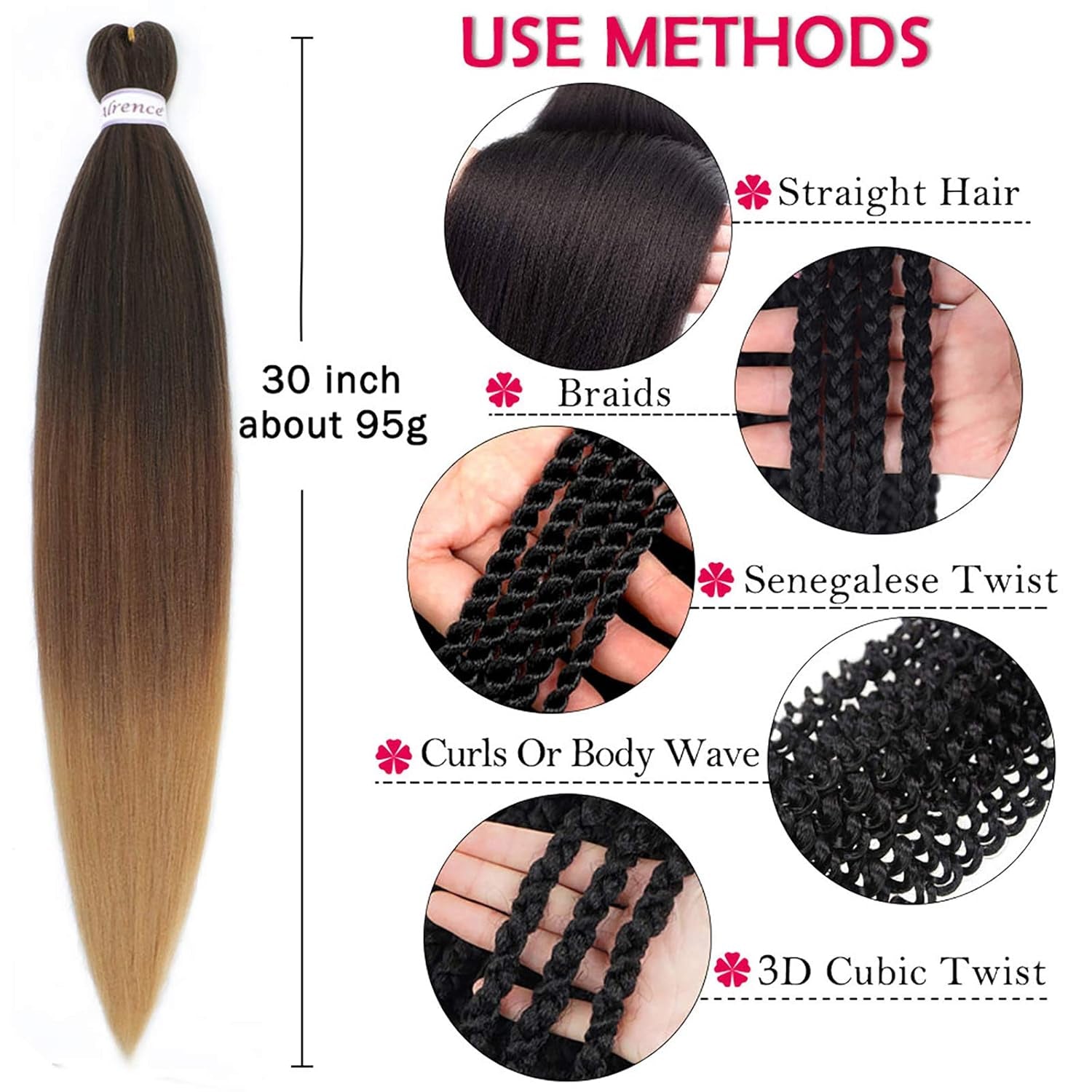 Pre Stretched Braiding Hair Long Braid 30 Inch 8 Packs Professional Braiding Hair Extensions Synthetic Crochet Twist Braids (30 Inch, 1B/30/27)