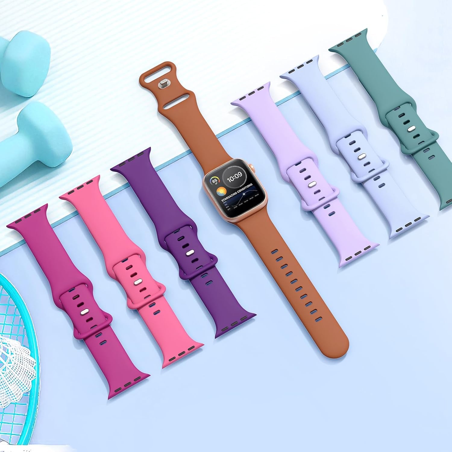 Sport Silicone Band Compatible with Apple Watch Bands 40Mm 38Mm 41Mm 44Mm 45Mm 49Mm 42Mm Women Men, Soft Strap Waterproof Replacement for Iwatch Series 9 Ultra 8 7 SE 6 5 4 3 2 Dragon Fruit