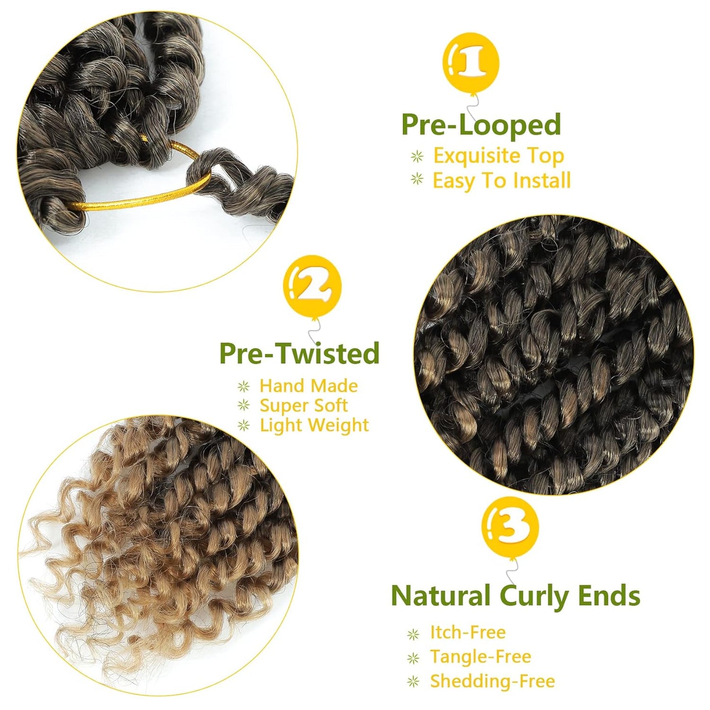 Passion Twist Hair 8 Inch, 8 Packs Passion Twist Crochet Hair for Black Women, Prelooped Crochet Twist Hair with Curly Ends (8Inch, T27#)