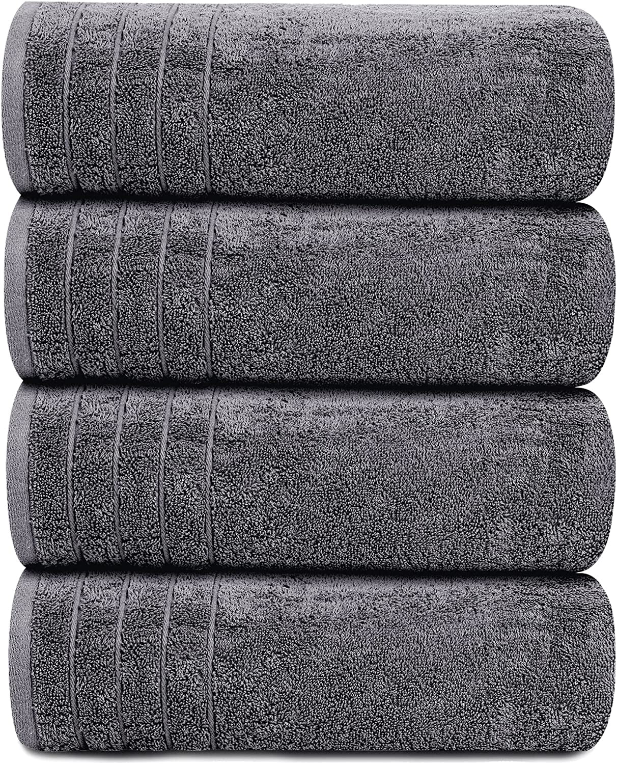 Pack of 4 Extra Large Bath Towels 30 X 60 Inches, 100% Cotton, Larger & Lighter, Quicker to Dry, Lighter Weight, Super Soft and Absorbent, Perfect Bathroom Towels (Dark Grey)