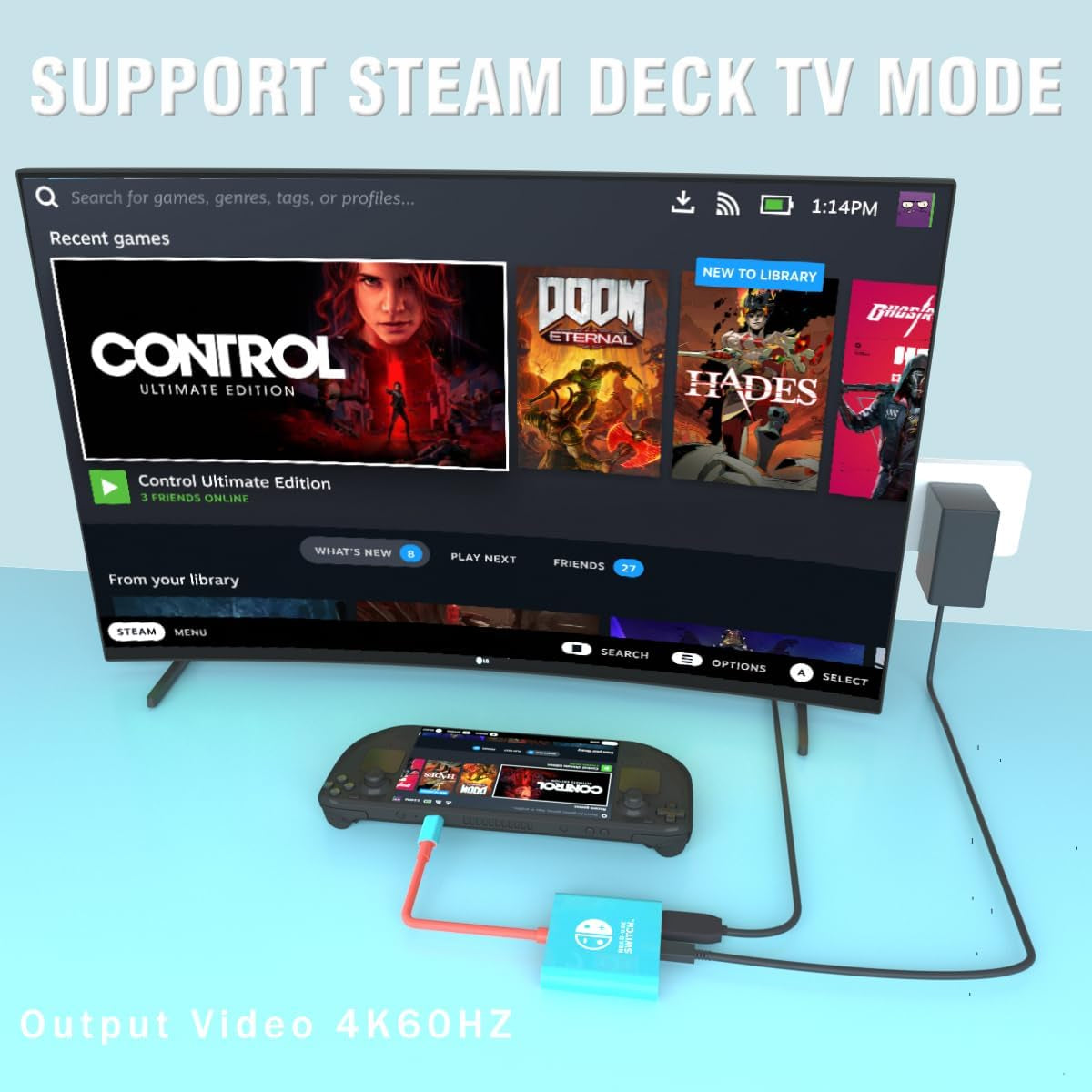 Switch Dock for Nintendo Switch Docking Station, Portable Switch TV Dock Adapter Compatible Nintendo Switch/Oled/Steam Deck Support Switch TV Mode with HDMI2.0, Replacement Travel Dock for Switch