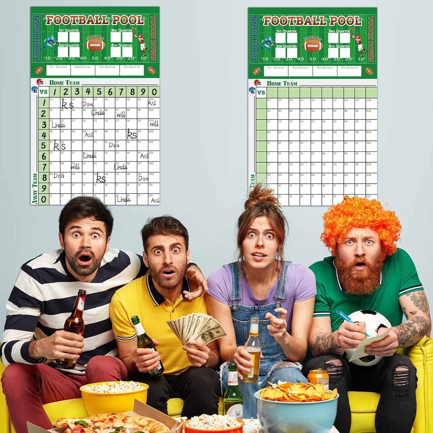 6 Pcs Football Pool Poster 17 X 11 Inch Football Squares Pool Board Office Pool Football Poster Big Football Game Party Board Decorations Football Super Game Bowl Party Pool Poster 2025