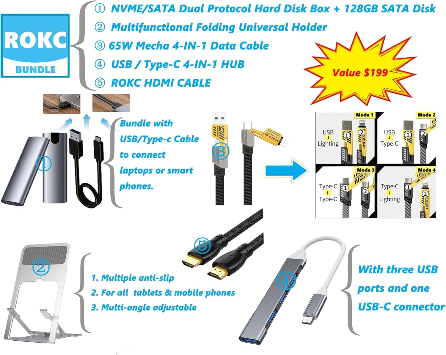 Laptop Computer, 14'' FHD Display Laptops for Business & School, Intel Core I3-1215U, 16GB RAM, 1TB SSD+128GB External SSD, Windows 11 Pro, Wi-Fi, Webcam, USB-C, Fast Charge, RK Bundle