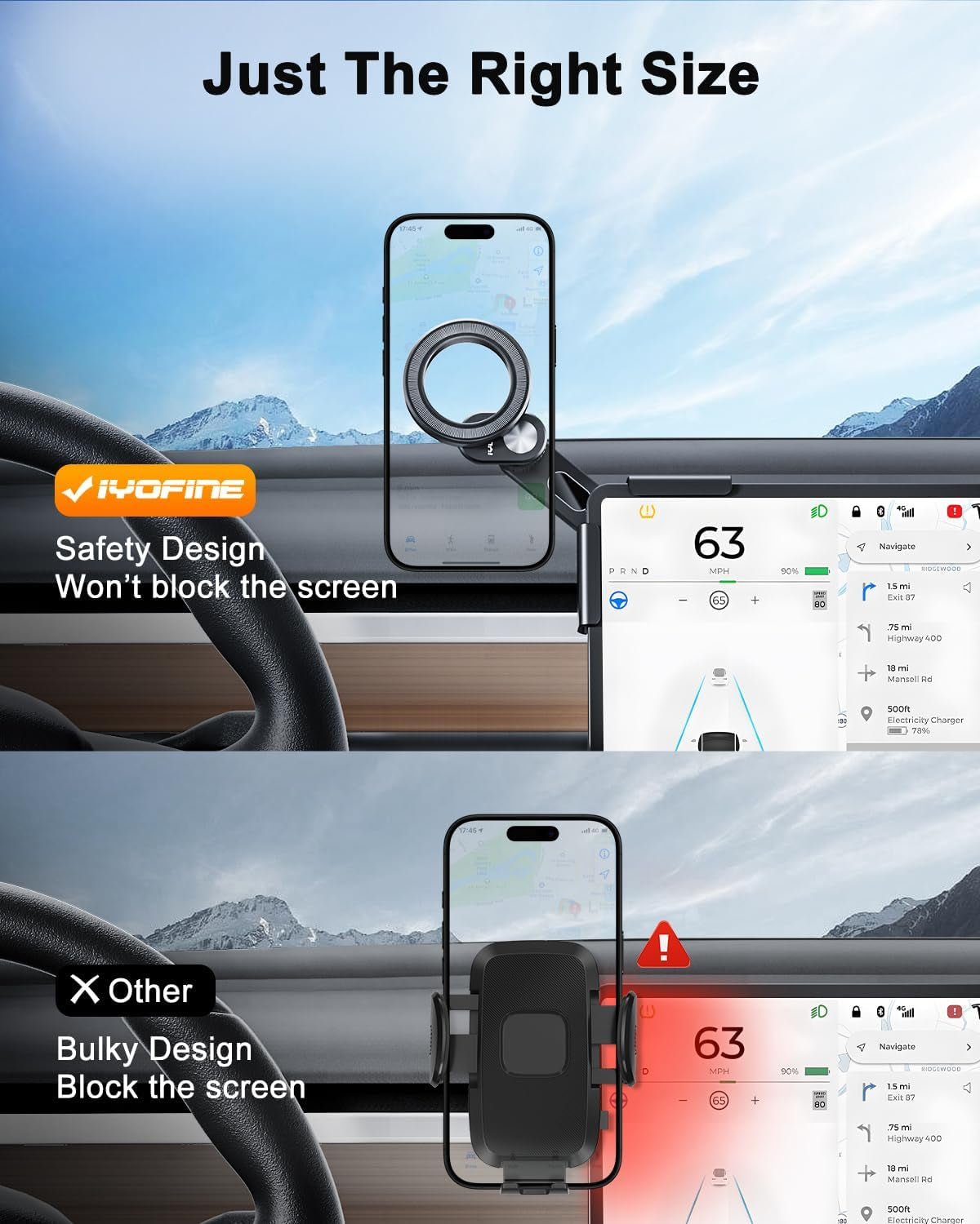 Phone Mount for Tesla Model Y Accessories 2024, No Glue Required, for Magsafe Magnetic Car Dash Phone Holder for Tesla Model 3/Y/S/X/Cybertruck Accessories (For Model 3/Y/S/X/Cybertruck)