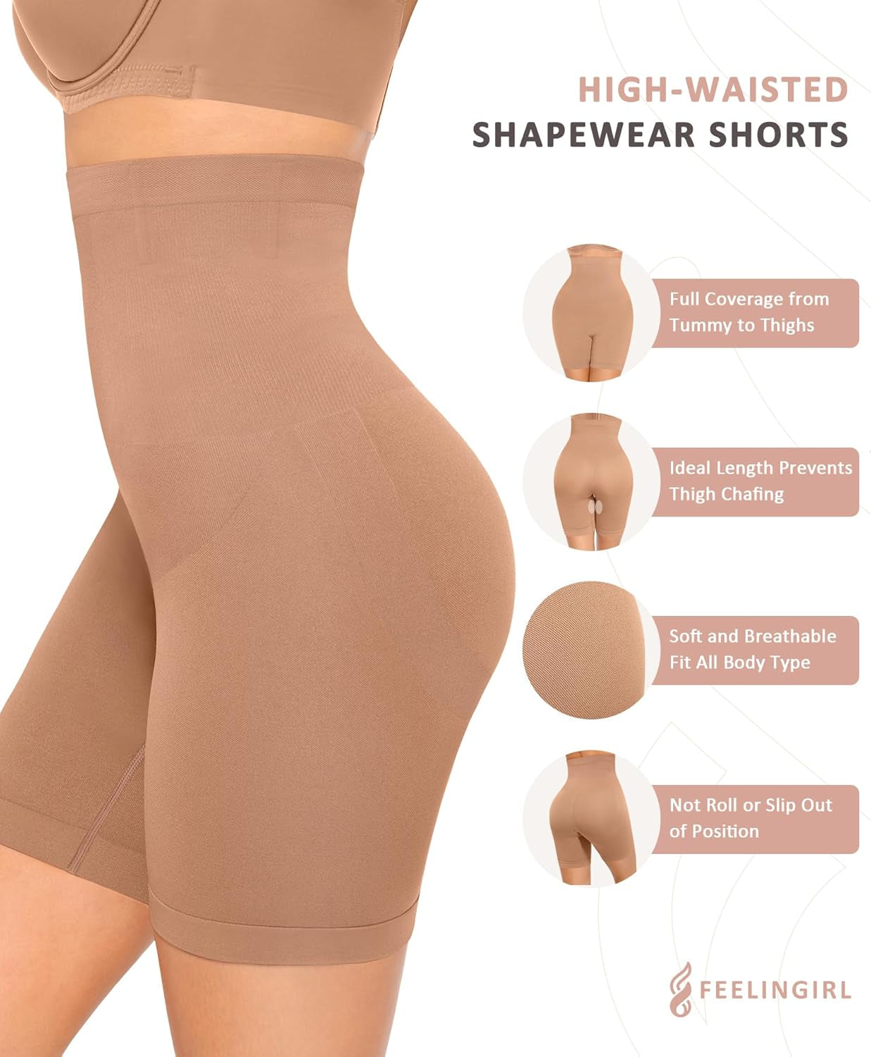 Tummy Control Shapewear Shorts Body Shaper for Women High-Waisted Thigh Slimming