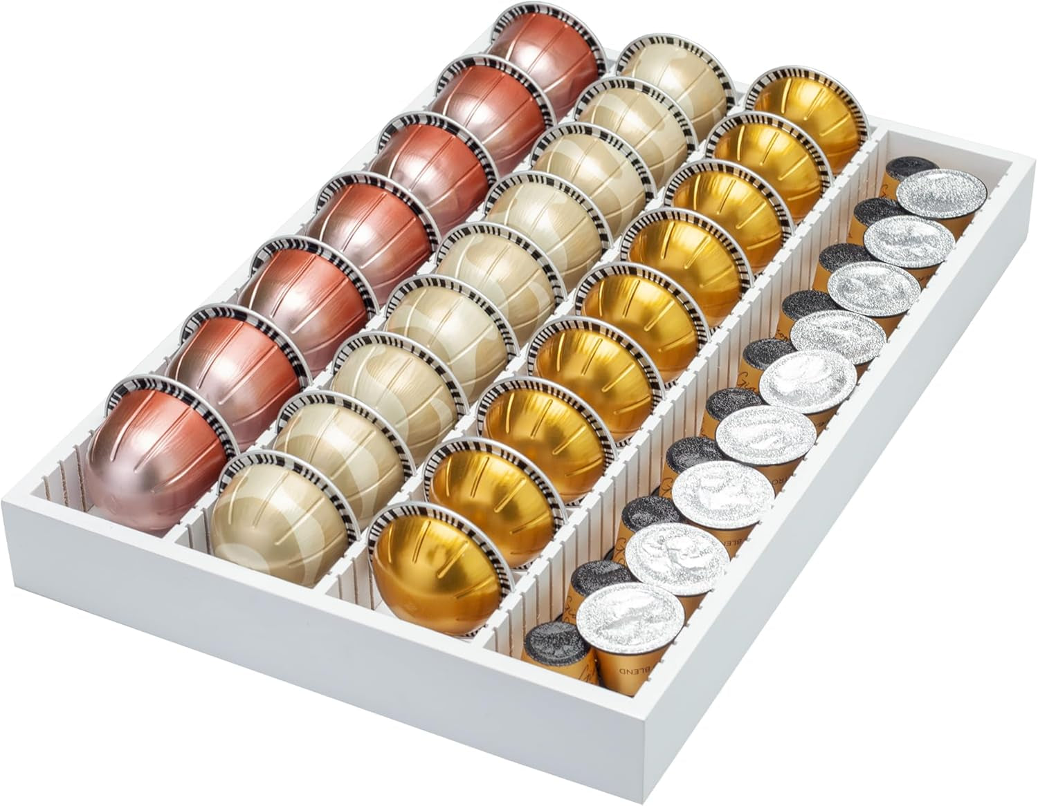 Bamboo Coffee Pod Storage Holder Drawer Insert for Counter Compatible Nespresso Vertuo Vertuoline Capsules for Kitchen, Home, Office, Coffee Station