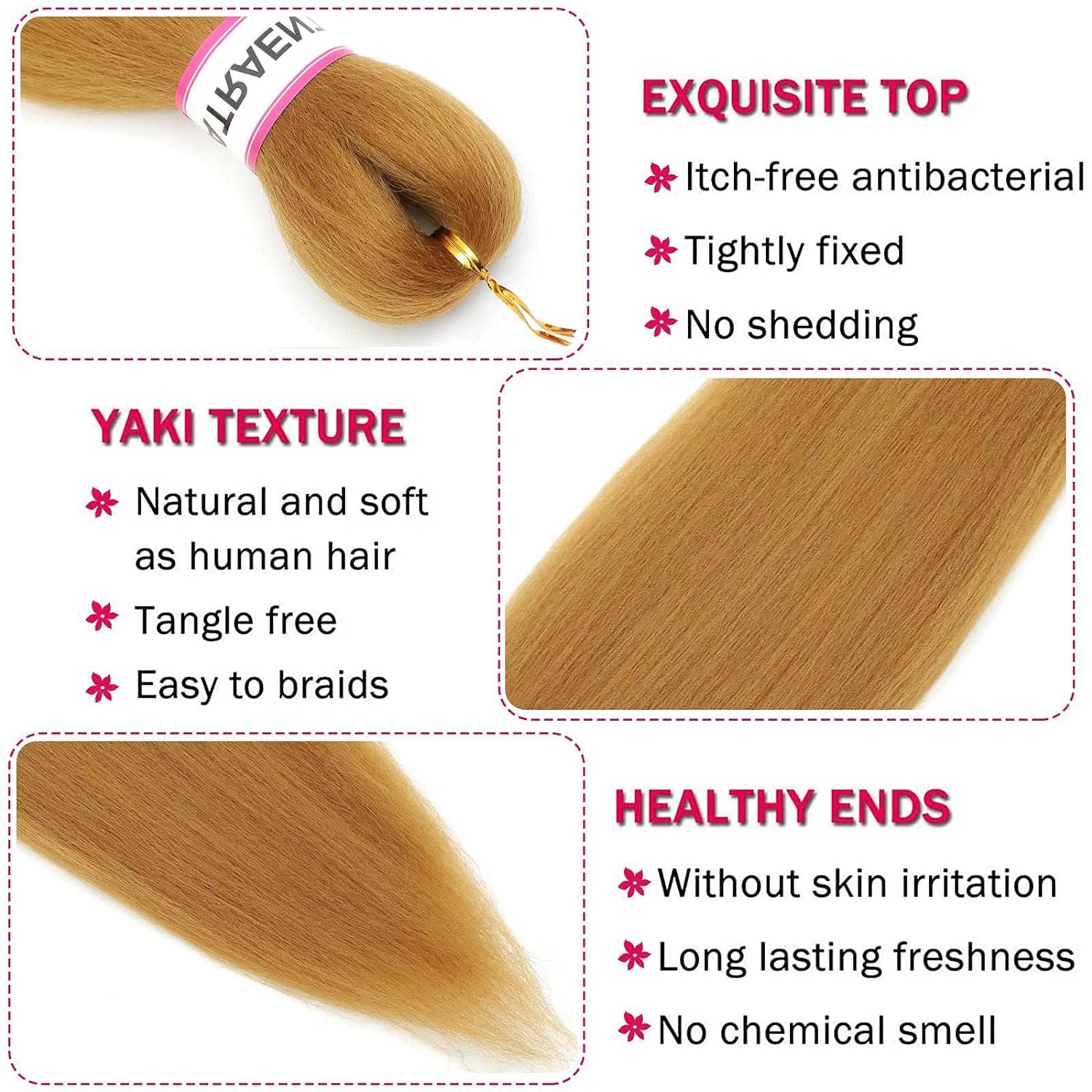 Pre Stretched Braiding Hair 18 Inch 8 Packs Honey Blonde Braiding Hair Long Prestretched Braiding Hair 27# Yaki Texture